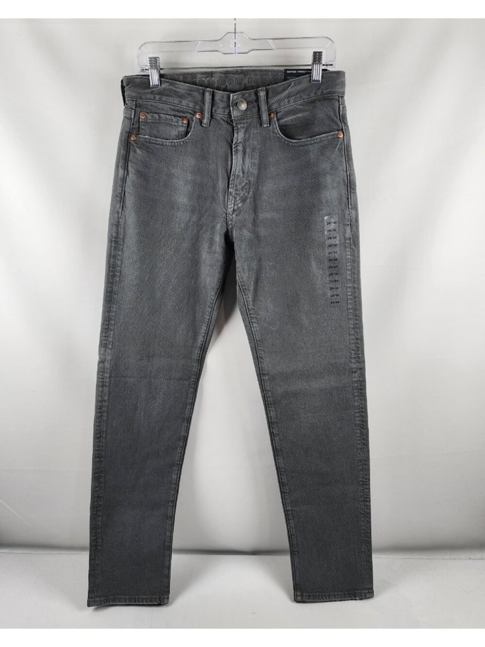 American Eagle Jeans Mens 29x34 Gray EasyFlex Slim Straight Denim NWT